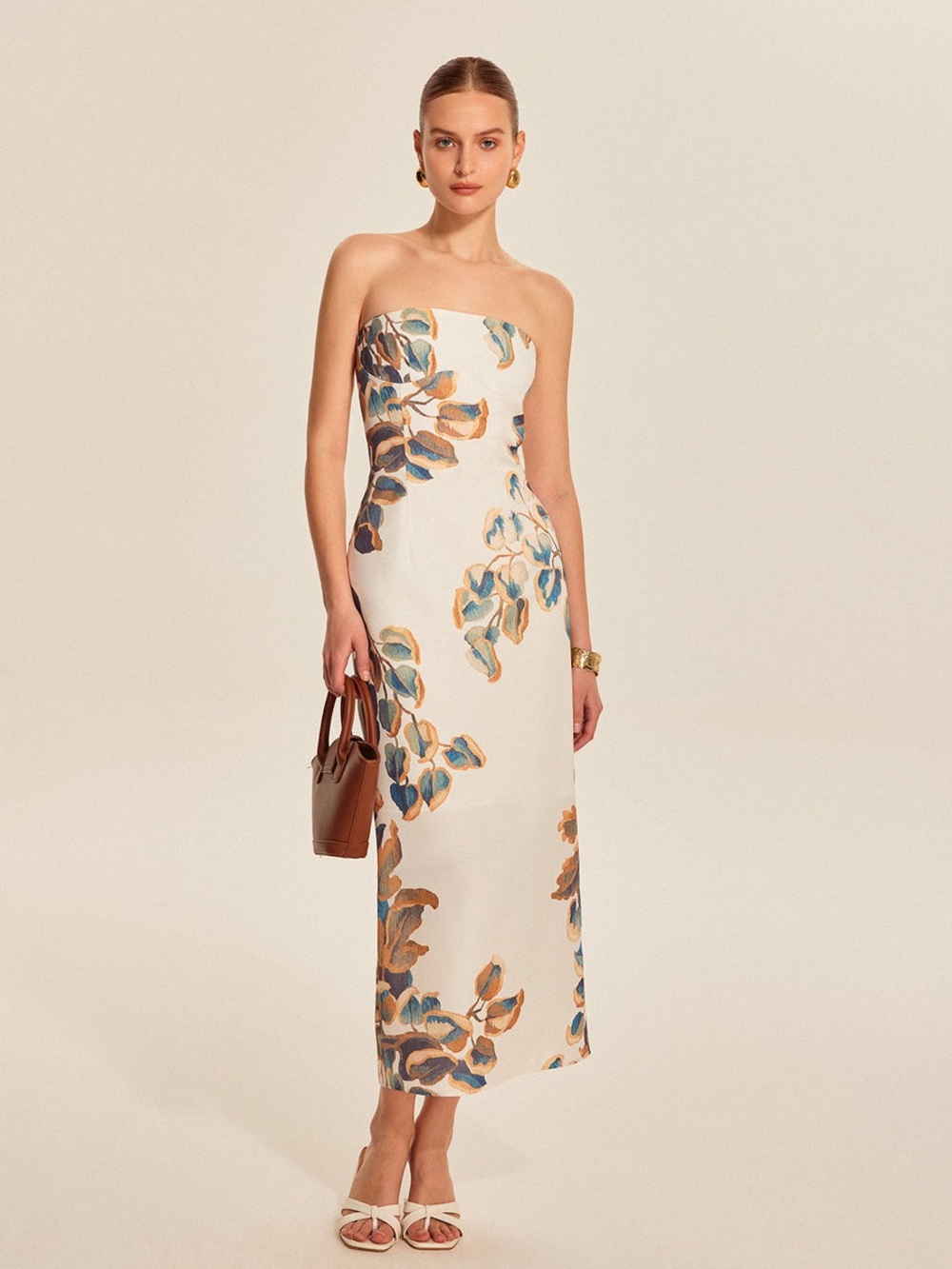 COMMENSE Strapless Floral Midi Dress - Picture 3 of 4